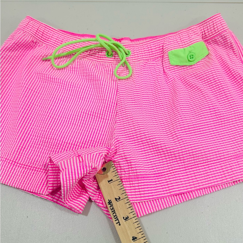 Vineyard Vines Pink White Striped Shorts Tassel Drawstring , Green Pokers XXS - Picture 3 of 7